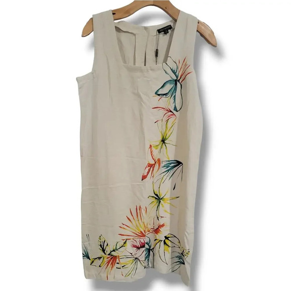 For Cynthia Women's Khaki multicolor floral sleeveless shift dress  - small - Picture 1 of 8